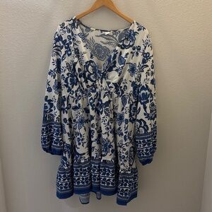 Blue floral mini dress